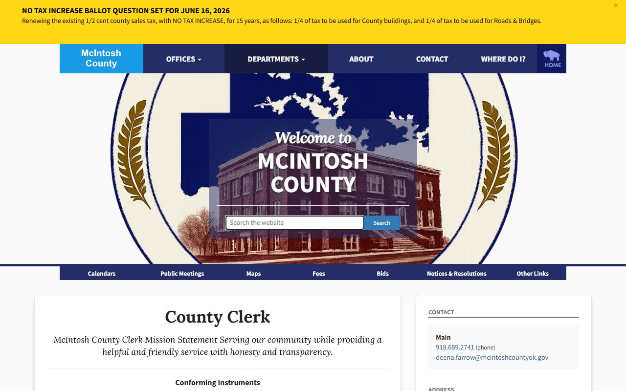 McIntosh County Clerk conforming-instrument rules for recordable land records